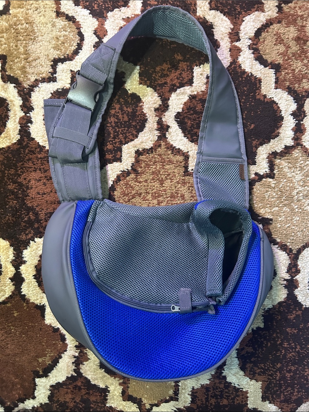 Grey and Blue Crossbody Sling Pet Carrier - In Great Shape